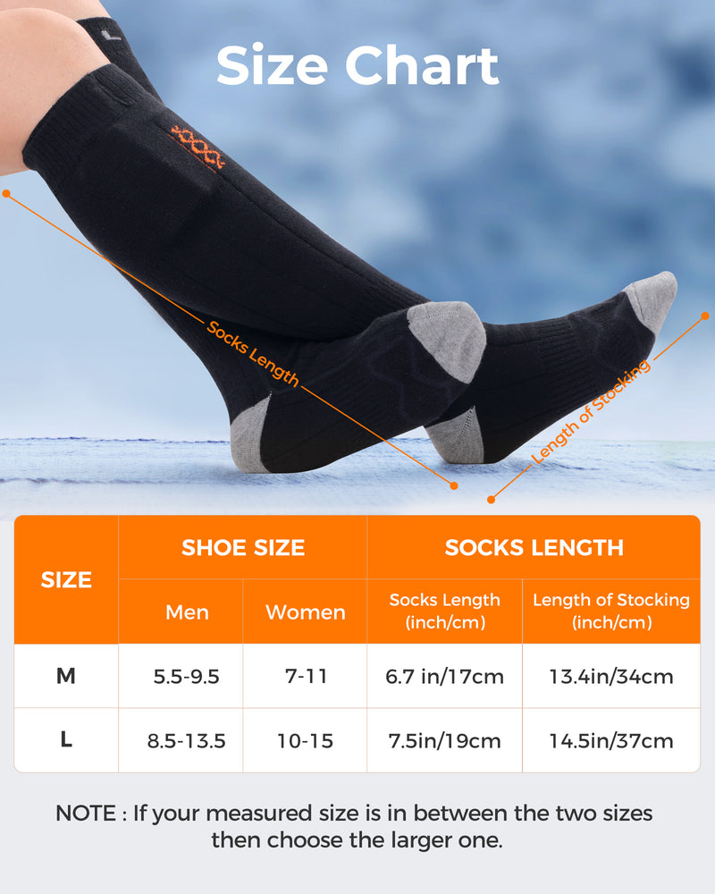 Load image into Gallery viewer, Neberon Heated Socks Black, Remote Control 4000mAh Rechargeable Battery Powered Electric Socks with 7.5H Heating Time
